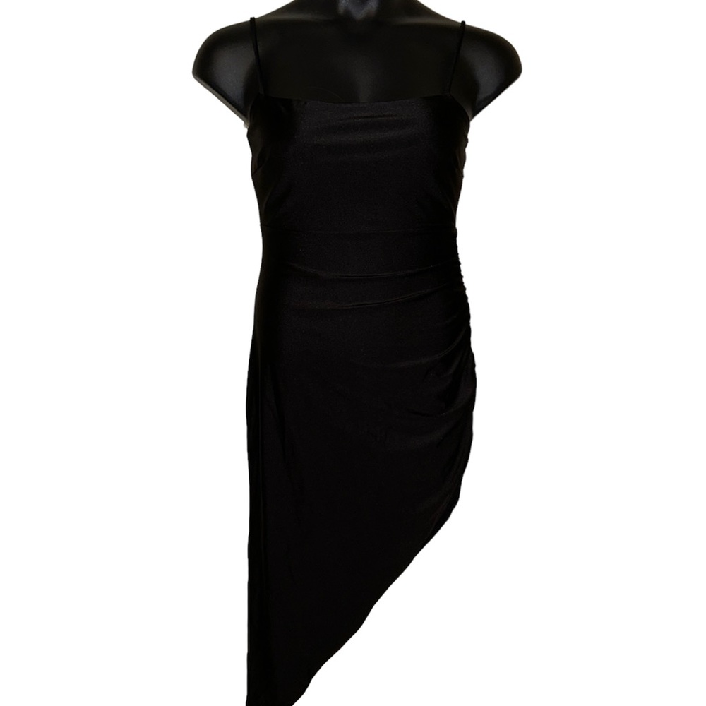 Windsor Asymmetrical Black Midi Dress
